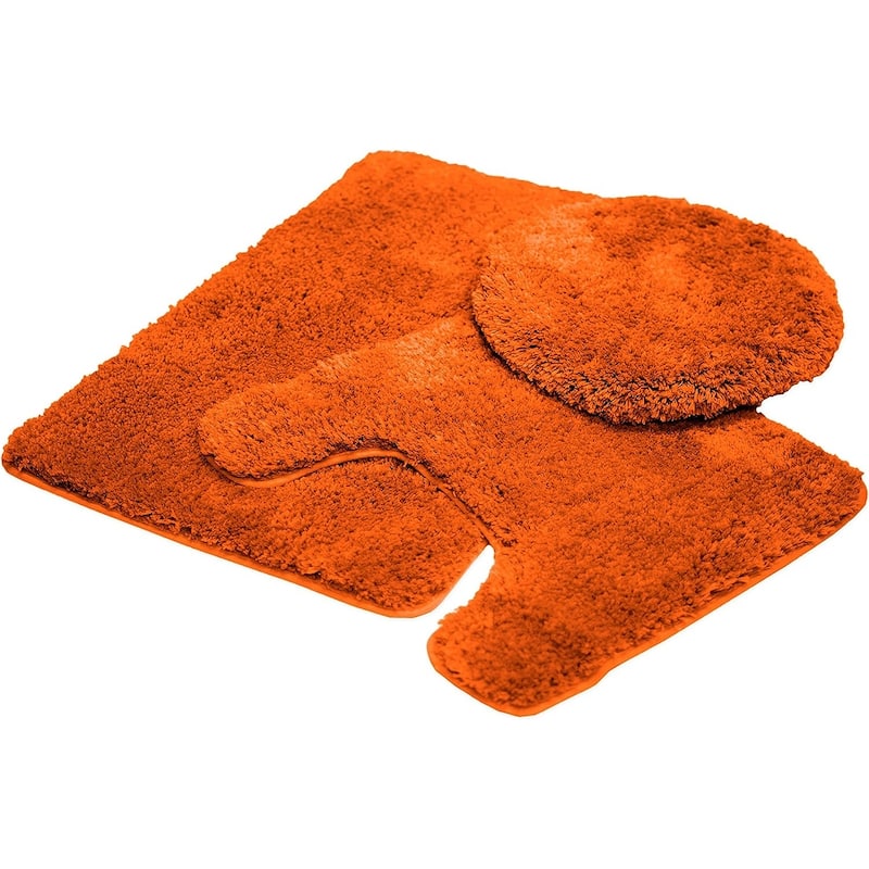 Queen Mary 3 Piece Bathroom Rug Set, Luxury Soft Plush Bath Mat, Contour Rug, Lid Cover, Non-Slip