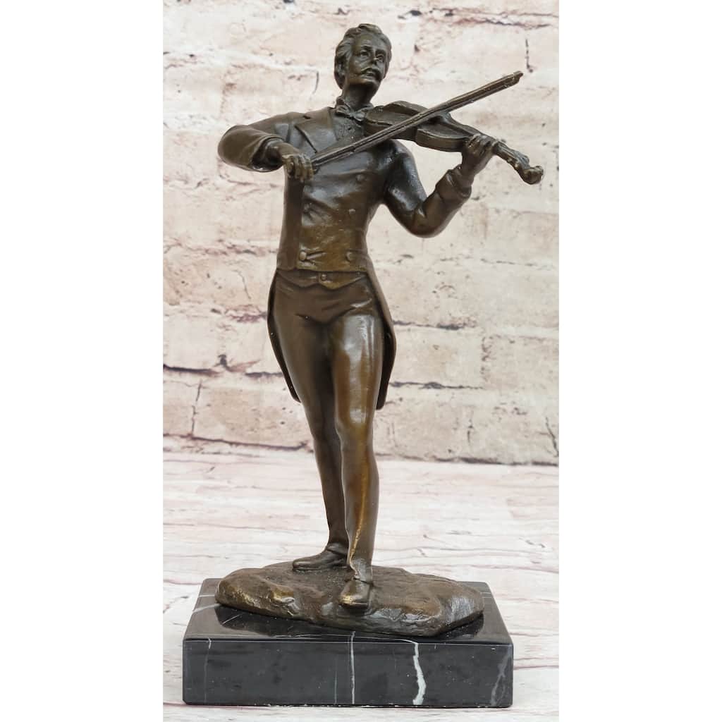 Bronze Sculpture Of Johann Strauss Playing The Violin Hot Cast Figurine Figure
