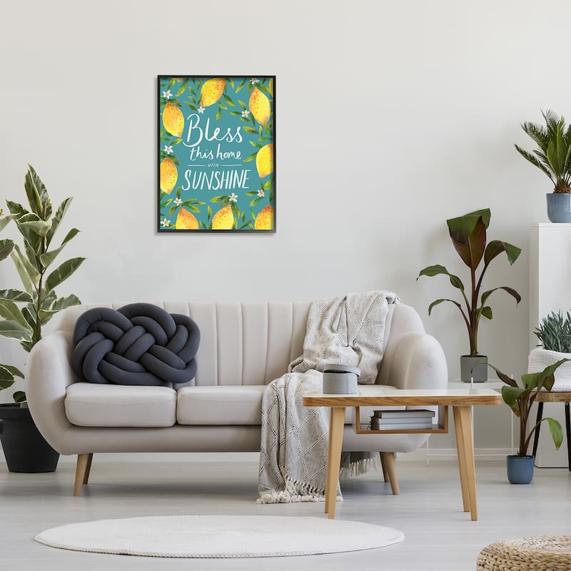 Stupell Bless This Home with Sunshine Phrase Spring Lemons Framed Wall Art