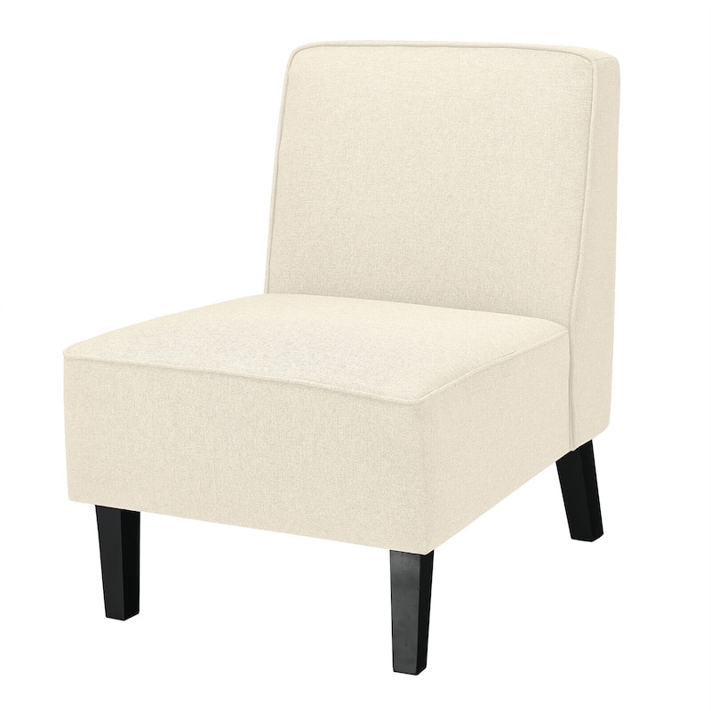 Gymax Set of 2 Armless Accent Chair Fabric Single Sofa w/ Rubber Wood