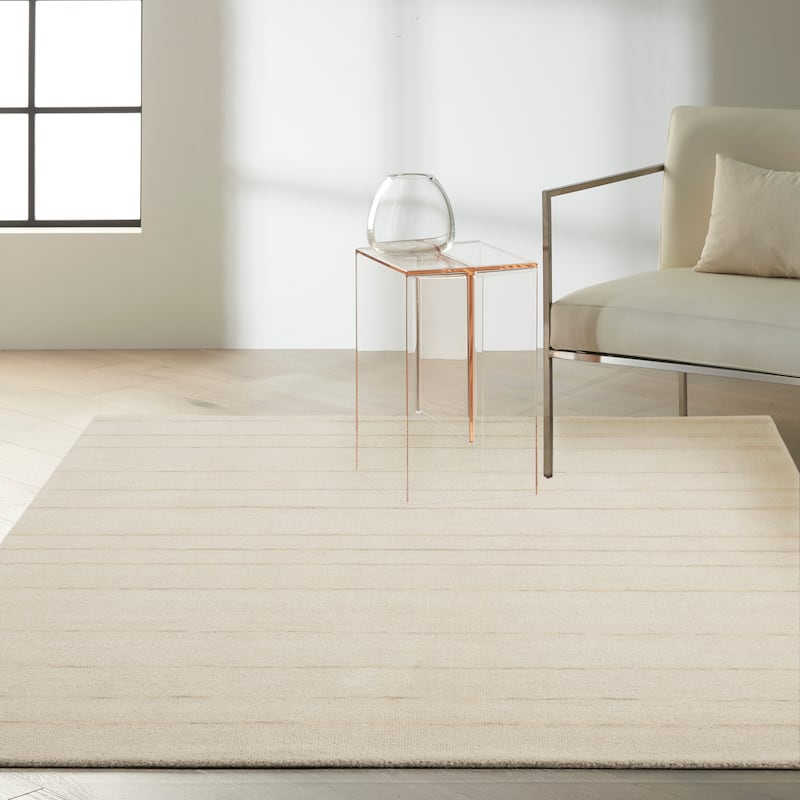 Calvin Klein Halo Contemporary Stripe Area Rug - 4' x 6' - Ivory - Rectangle