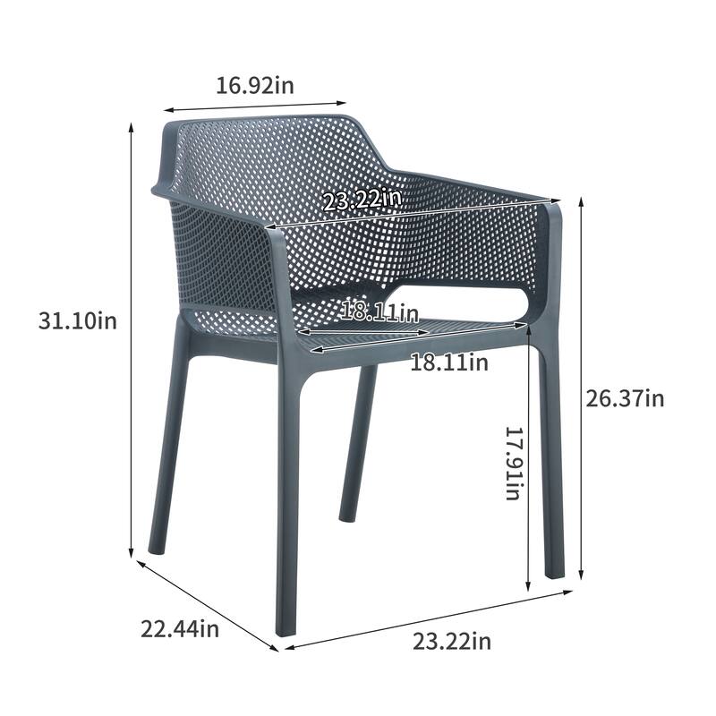 3-Piece Outdoor Bistro Set, 2 Stackable Chairs & 1 Table, Durable Resin Material for Balcony, Patio, Garden