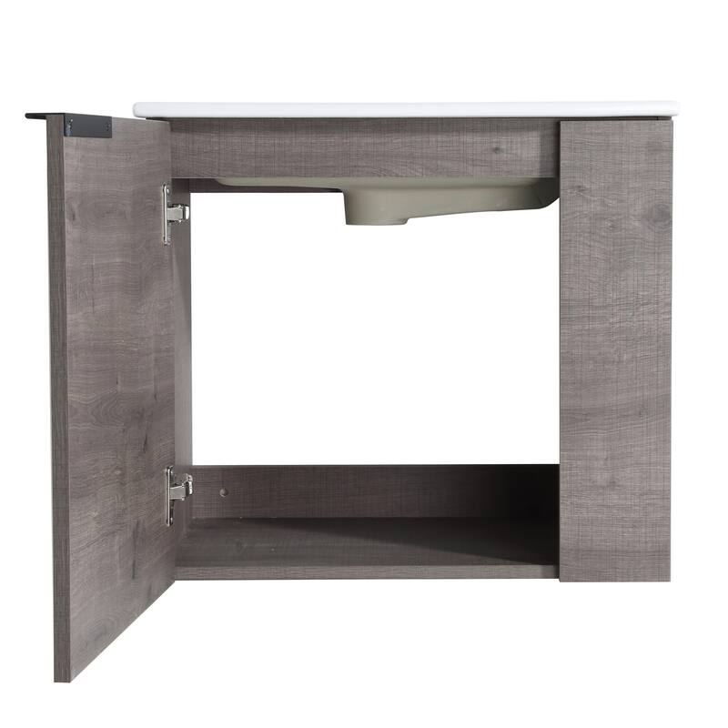 ARTCHIRLY 22" Bathroom Vanity with Ceramic Sink, Floating Bathroom Vanity with Soft Close Door
