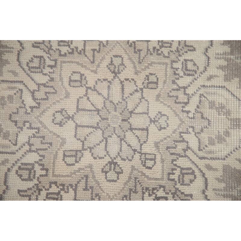 Hand Knotted Oriental 100% Wool Carpet Traditional Medallion Beige & Ivories Tabriz Area Rug - 9' 5'' X 6' 3''