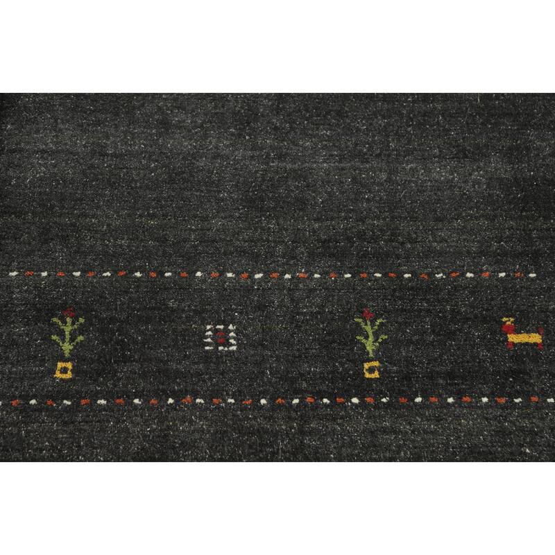 Hand Knotted Oriental 100% Wool Carpet Tribal Animal Pictorial Greys & Charcoal Gabbeh Area Rug - 10' 0'' X 6' 5''