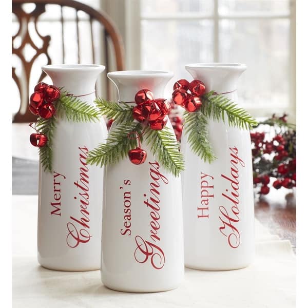 Shop Set Of 3 White Milk Bottle Christmas Decorations With Jingle