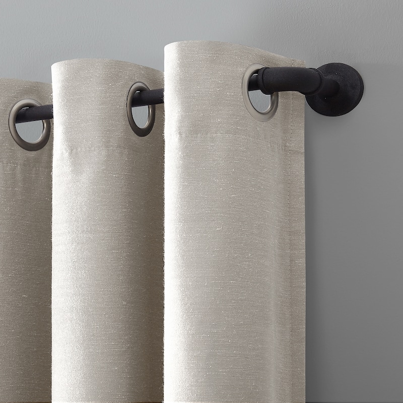 Archaeo Linen Blend Blackout Grommet Top Curtain, Single Panel