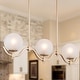 preview thumbnail 6 of 8, Mid-Century Modern 3-Light Gold Frosted Glass Linear Chandelier for Kitchen Island - 30"W x 7.5"H