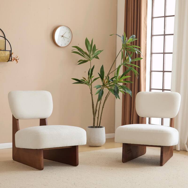 Minimalist Accent Chairs Set - Wood Frame