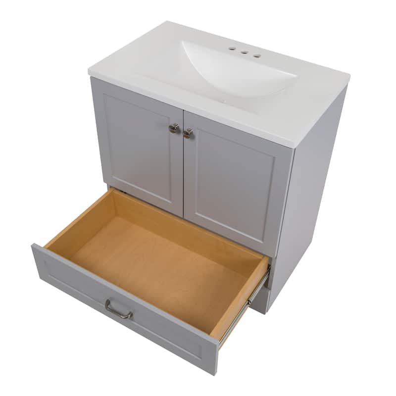 Spring Mill Cabinets Emlyn 30.5" Bathroom Vanity With Drawer and White Sink Top