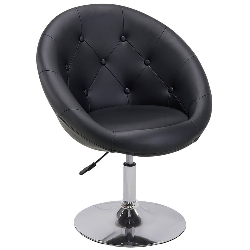 Contemporary Jumbo Size Button Tufted Swivel Vanity Accent Chair