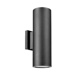Black Aluminum 2 Light Outdoor Wall Sconce Bottom and Top Lighting
