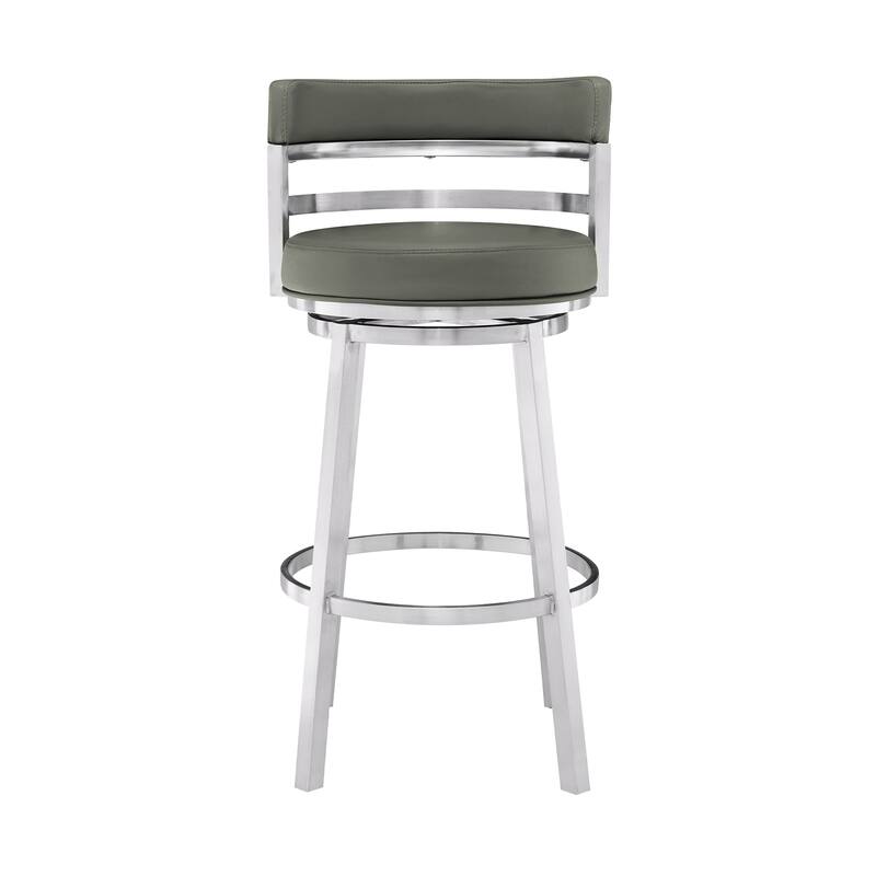 Madrid Modern Swivel Bar Stool, Upholstered Counter Height Chair with Metal Frame