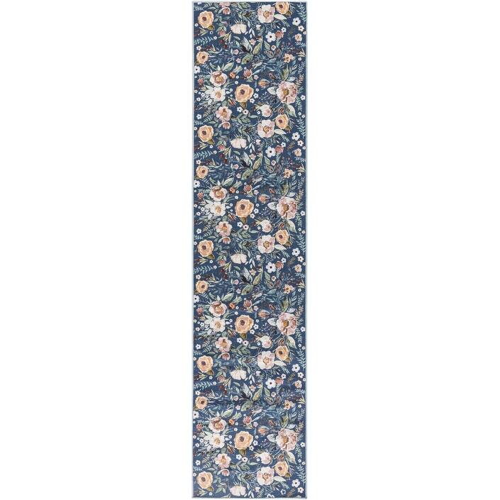 Nourison Washables Indoor Multicolored Floral Area Rug - 2' 2" x 8' - Blue - Runner