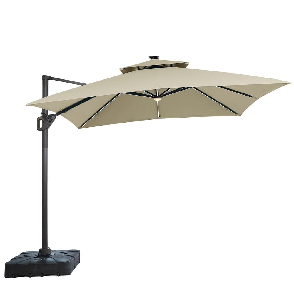 Furniture of America Spring III 10-foot LED Tube Lights Steel Cantilever Offset Tilt Roma Umbrella