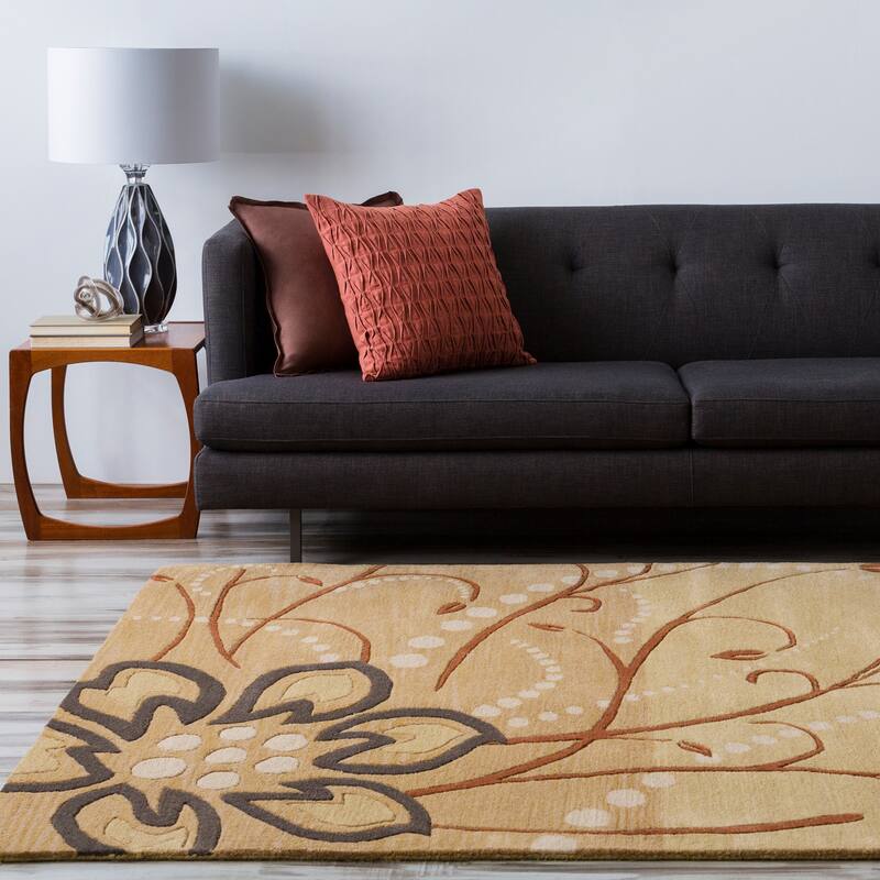 Handmade Windy Transitional Floral Wool Area Rug
