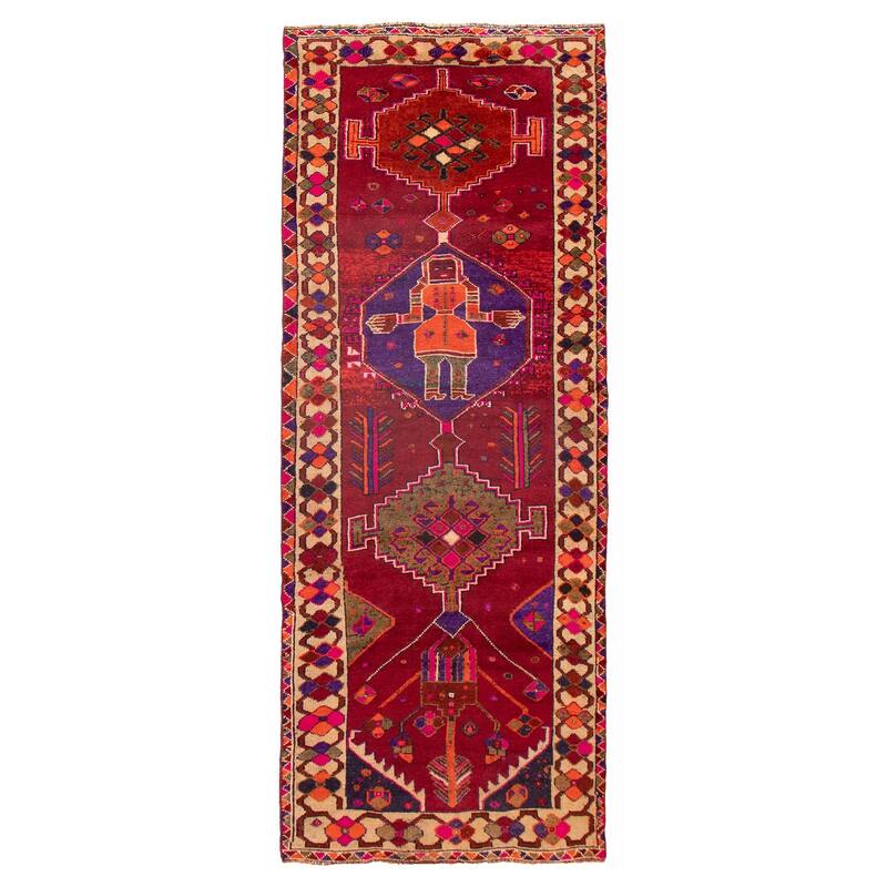 ECARPETGALLERY Hand-knotted Melis Vintage Dark Red Wool Rug - 4'7 x 12'7 - Dark Red - 4'7 x 12'7