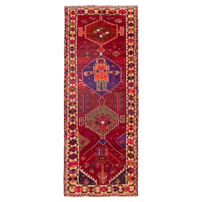 ECARPETGALLERY Hand-knotted Melis Vintage Dark Red Wool Rug - 4'7 x 12'7