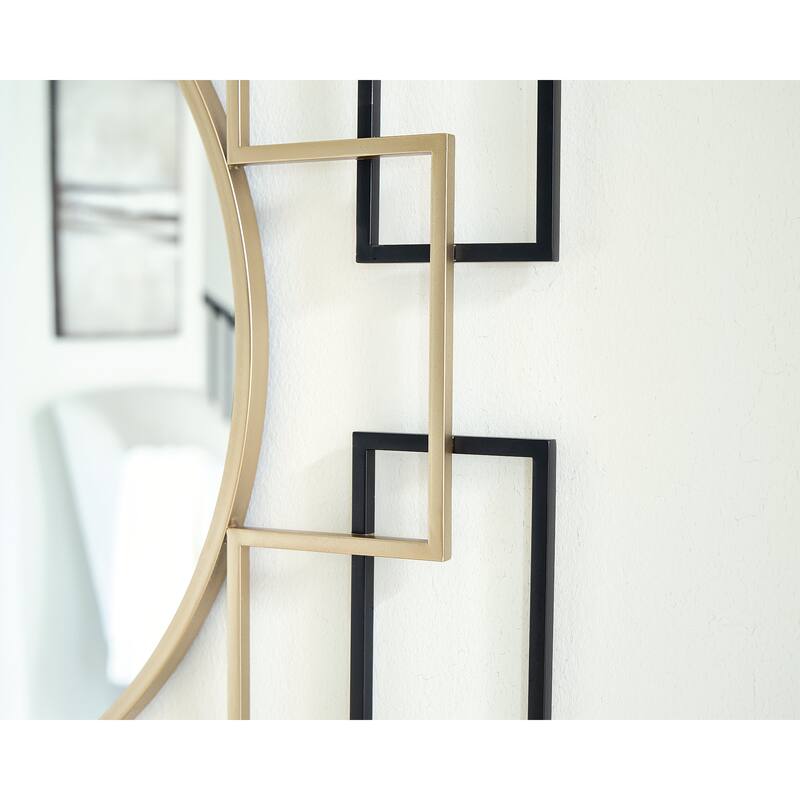 Signature Design by Ashley Oceanal Black/Gold Accent Mirror - 40" W x 1" D x 40" H