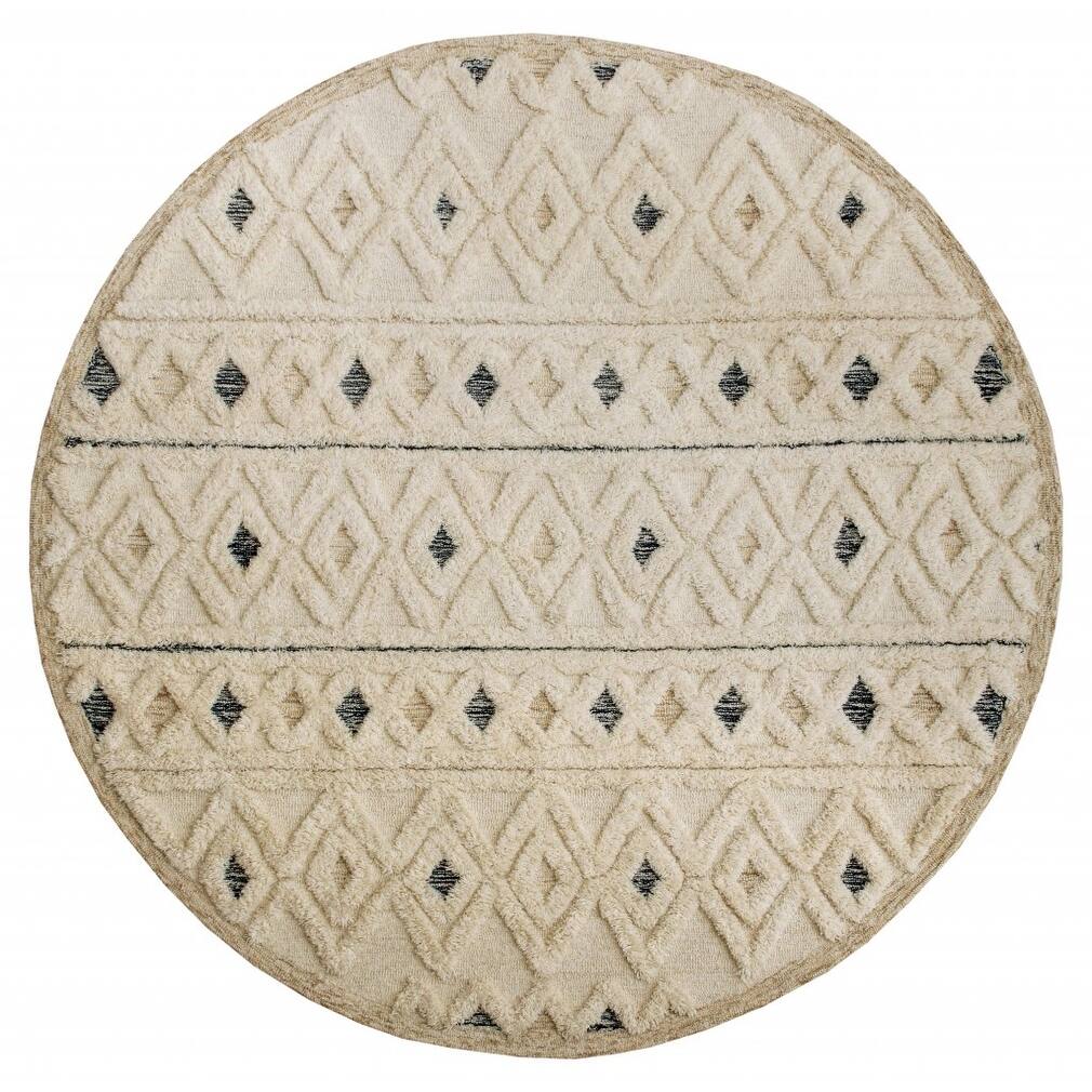 Linear Stripe Design Round Rug - 48" W x 48" D x 0.5" H