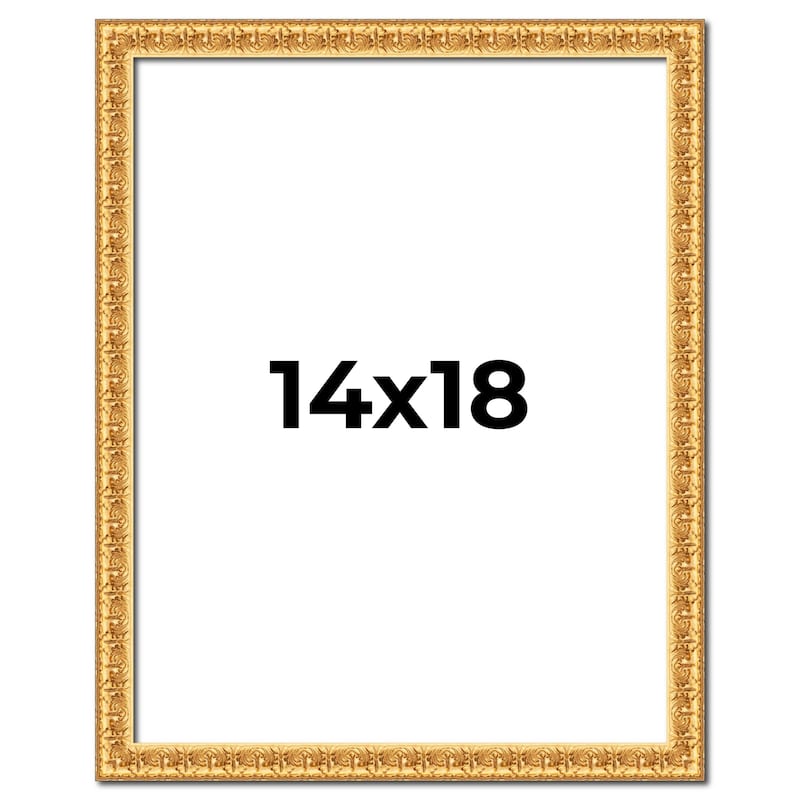 14x18 Frame Gold Real Wood Picture Frame Width 1 inches | Interior