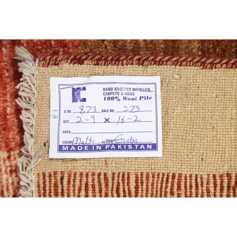 Modern Gabbeh Kashkoli Oriental Long Wool Runner Rug Hand-knotted - 2'7" x 16'2"