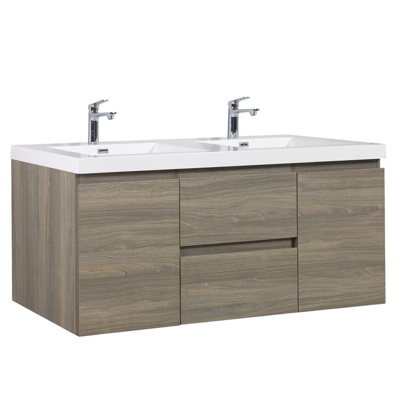 Plywood Floating Bathroom Vanity with Integrated Resin Sink