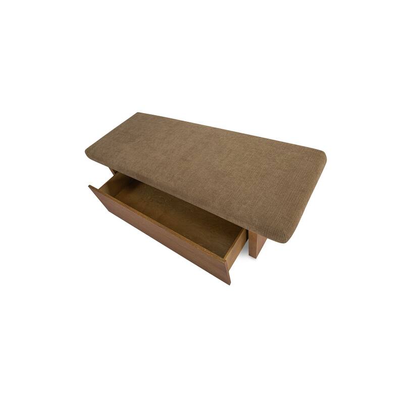 Title: NADAAL STUDIOS Nadaal Orielle Storage Bench, Linen‑Blend Chenille Seat with Oak Veneer Base Oat