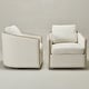 preview thumbnail 135 of 165, KINWELL 31"W Oak Frame Upholstered Swivel Barrel Armchair
