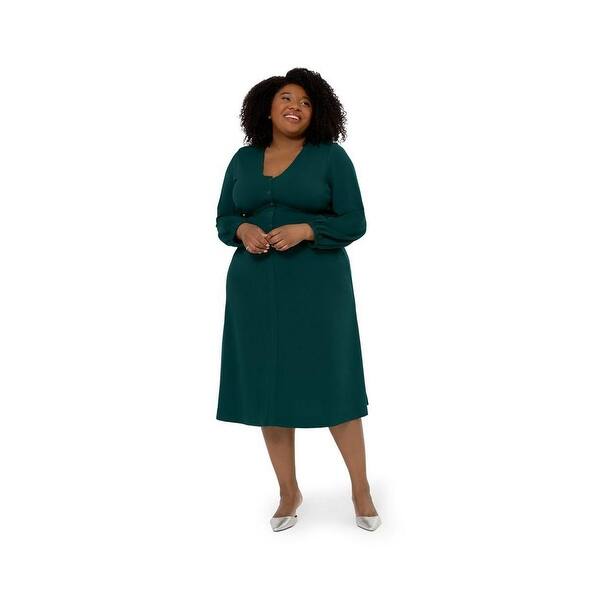 Leota Women's Francesca Long Sleeve Midi Dress Green Size 1X - Bed Bath &  Beyond - 41440134