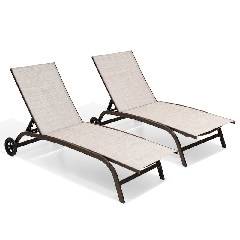 Crestlive Outdoor Adjustable Chaise Lounge Chairs with Wheels - See the Picture