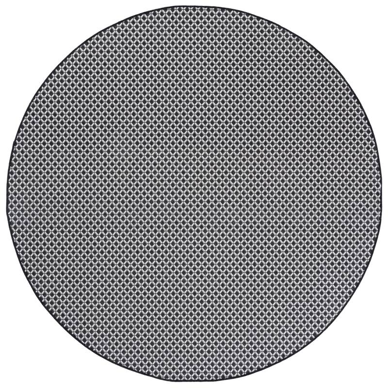 SAFAVIEH Terrace Ruba Indoor/Outdoor Washable Backyard Patio Rug - 6'7" Round - Black/White