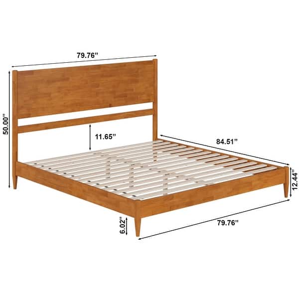 dimension image slide 2 of 15, Pasadena Solid Wood Low Profile Platform Bed