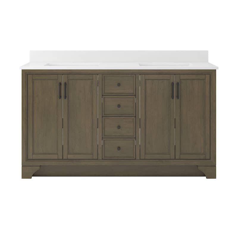 CRAFT + MAIN LCVT6122D-QSW Lanagan 61" Free Standing Double Basin - Shaded Timber
