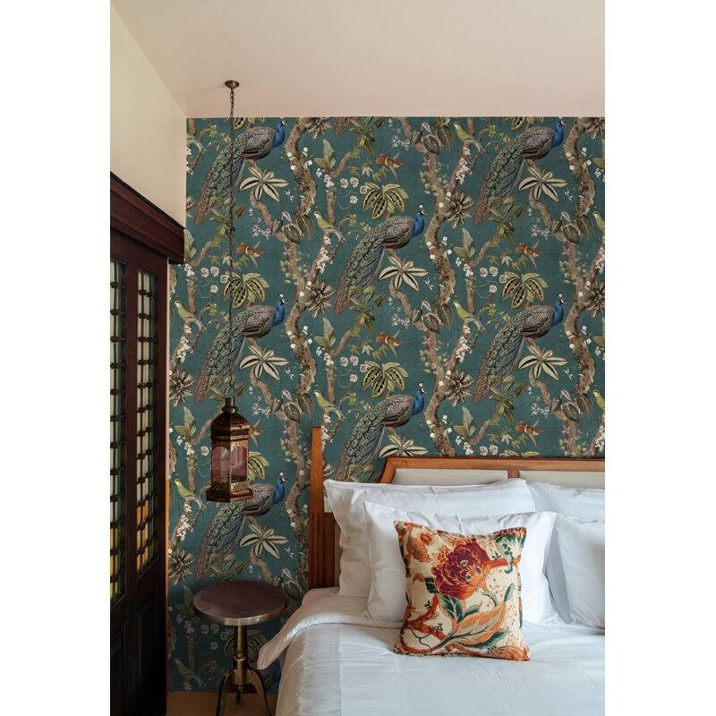 Cassia Peacock Non-Pasted Wallpaper - Covers 56 Square Feet