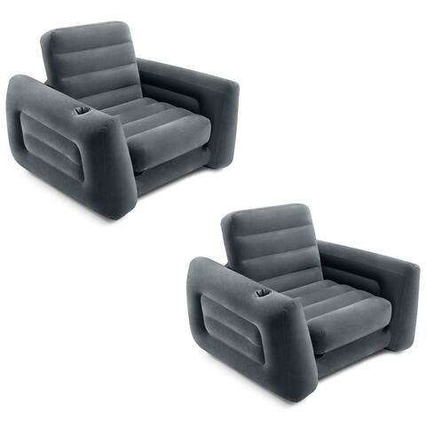Intex Inflatable Pull Out Sofa Chair Sleeper/Twin Sized Air Mattress (2 Pack) - 10.94