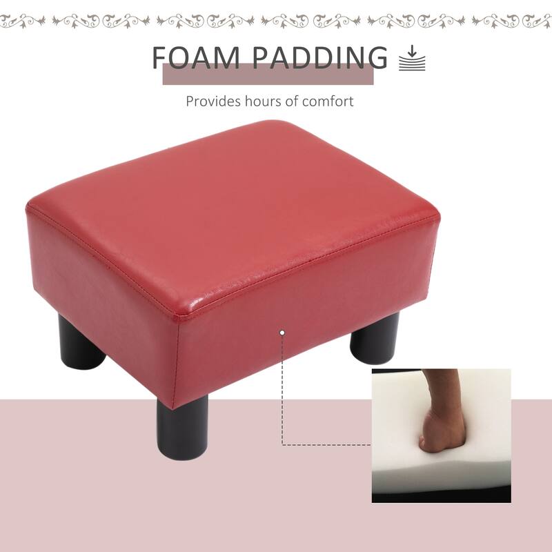 Ottoman Foot Rest, Small Foot Stool with Faux Leather Upholstery, Rectangular Ottoman Footrest