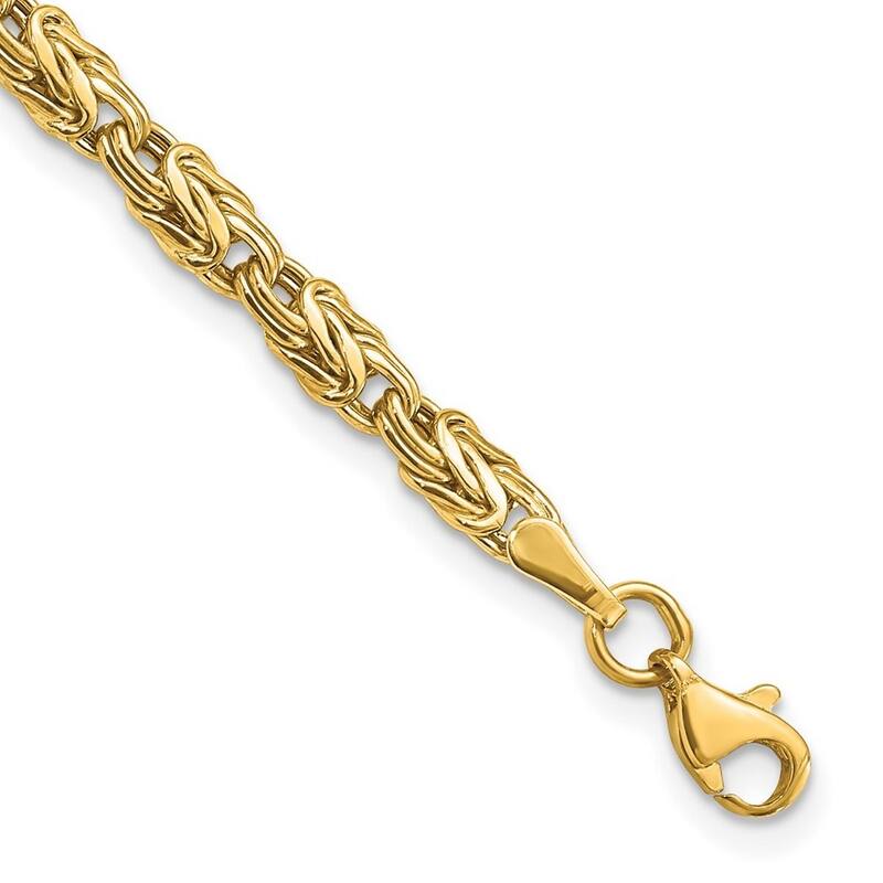 Curata 10k Yellow Gold 7.5" 6mm Woven Byzantine Bracelet