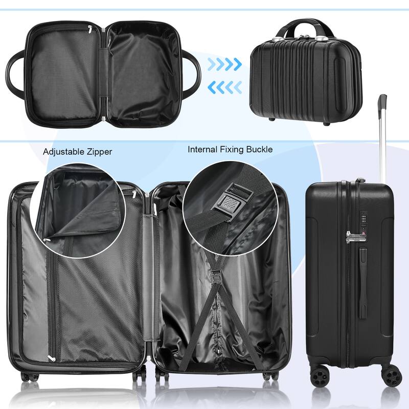 4 Piece Luggage Sets ABS Hard-Shell with TSA Lock & Spinner Wheels, 14’’20’’24’’28’’