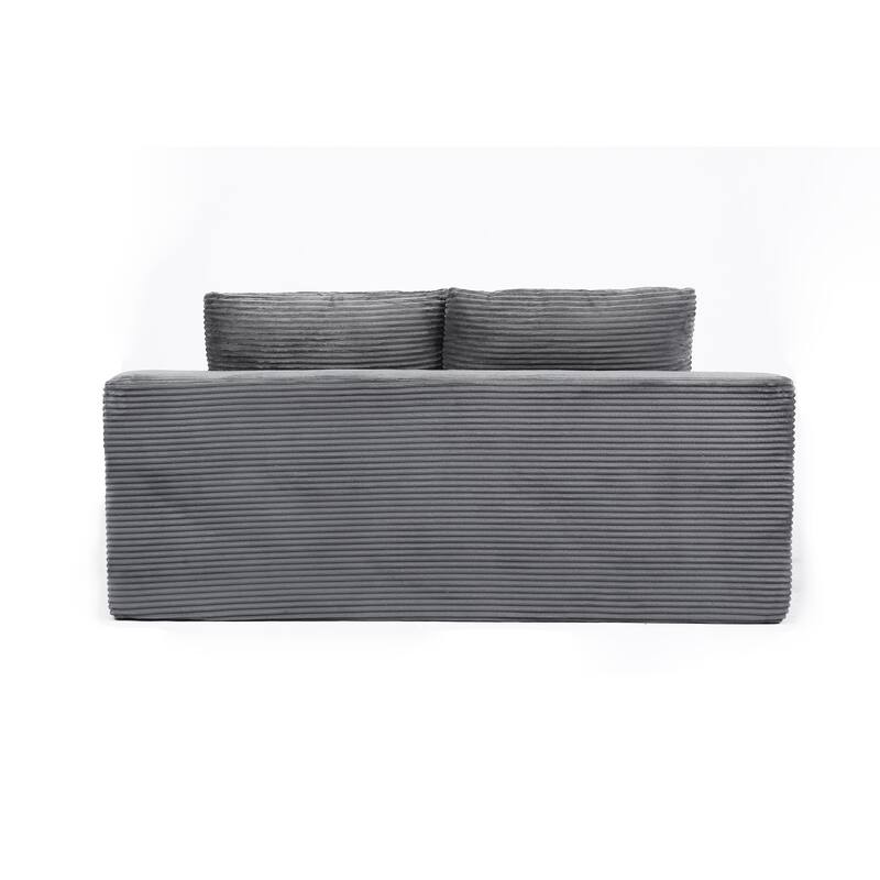Floor Corduroy Deep Seat Loveseat Sofa with Folding Mattress Convertible Sleeper Sofa Bed with Reversible Cushion and Pillows