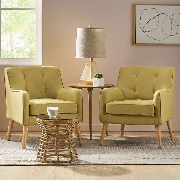 Felicity MidCentury Modern Fabric Tufted Arm Chair (Set of 2) by