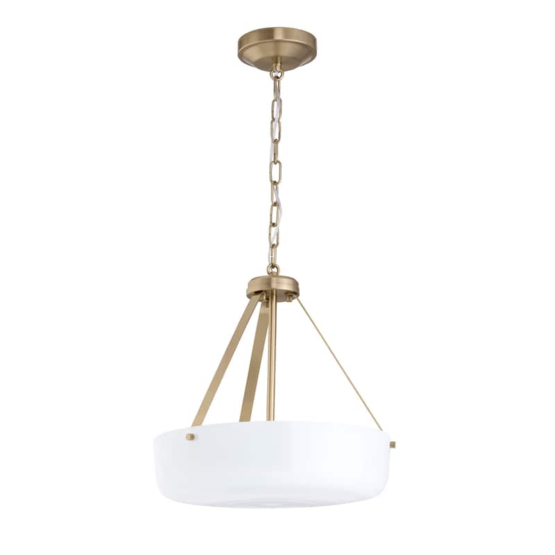 Lieon Two-Light Convertible Pendant with White Glass - Champagne Bronze - 16