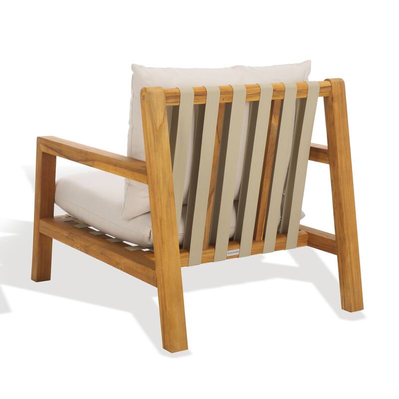 SAFAVIEH Couture Trinidad Brazilian Teak Patio Chair - 30"W x 39"D x 30"H