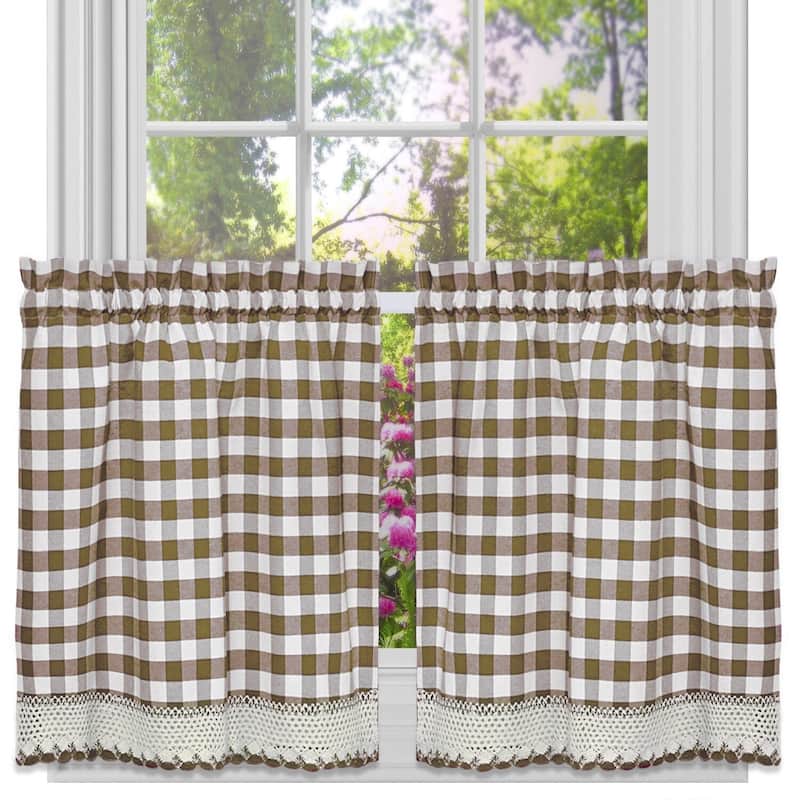 Sweet Home Collection Buffalo Check Plaid Gingham Window Curtains - Tier & Valance