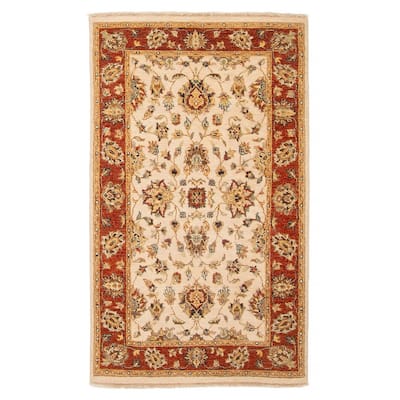 ECARPETGALLERY Hand-knotted Jamshidpour Cream Wool Rug - 3'0 x 5'0