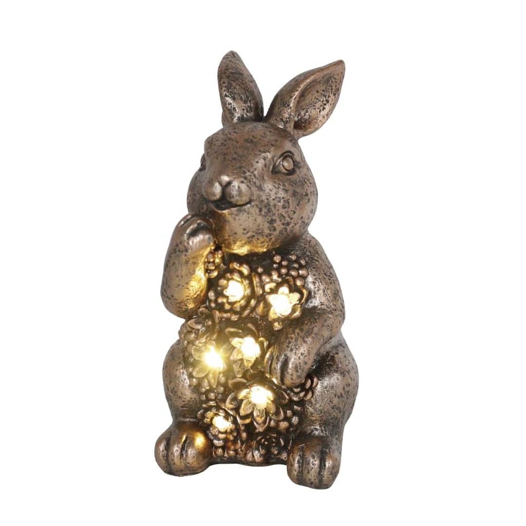 Transpac Light Up Resin Rustic Gold Easter Bunny Decor Home Decorations Spring