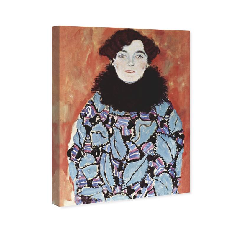 Wynwood Studio Canvas People Gustav Klimt - Portrait of Johanna Staude Blue and Dark Orange Vintage Wall Art Canvas Print