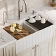 preview thumbnail 2 of 18, Karran 33" Double Bowl Workstation Fireclay Kitchen Sink with Reversible Fluted Apron Front