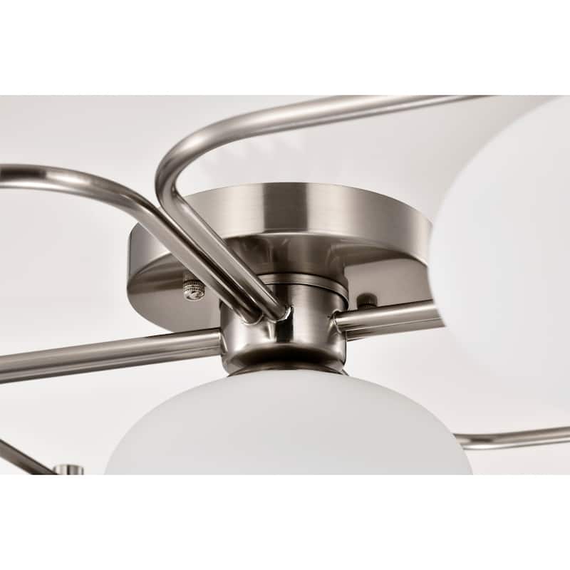 Camris 5-Light Nickel Chandelier Frosted Glass Shades