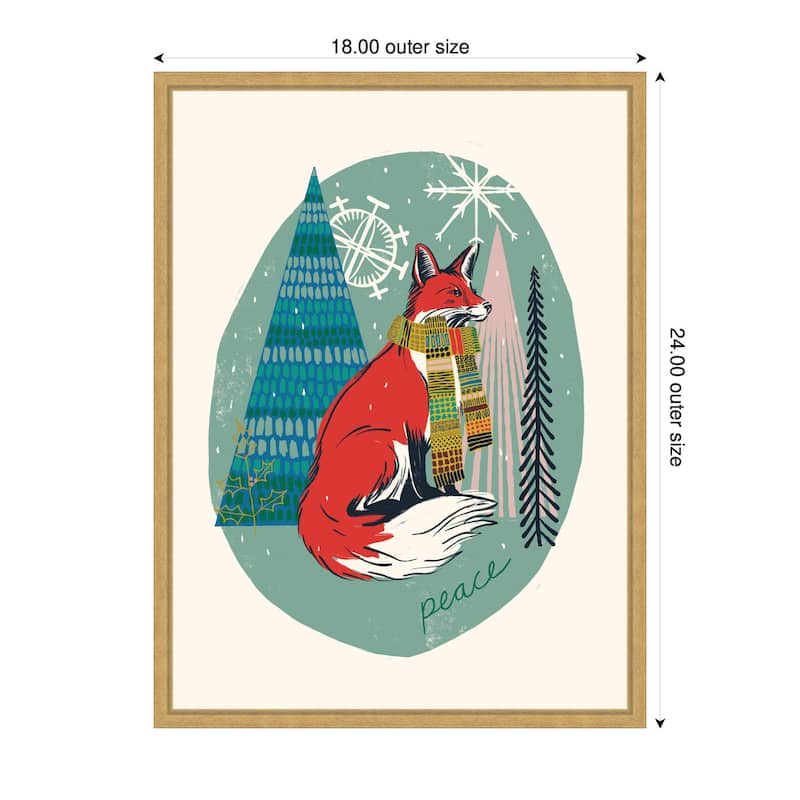 Kate and Laurel Sylvie Framed Canvas Winter Fellows Fox by Hannah Beisang